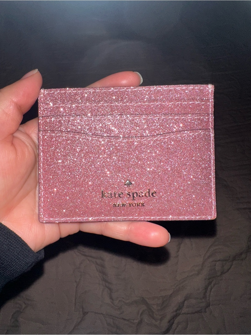 kate spade Rose Pink Glitter Card Holder - Picture 3 of 3